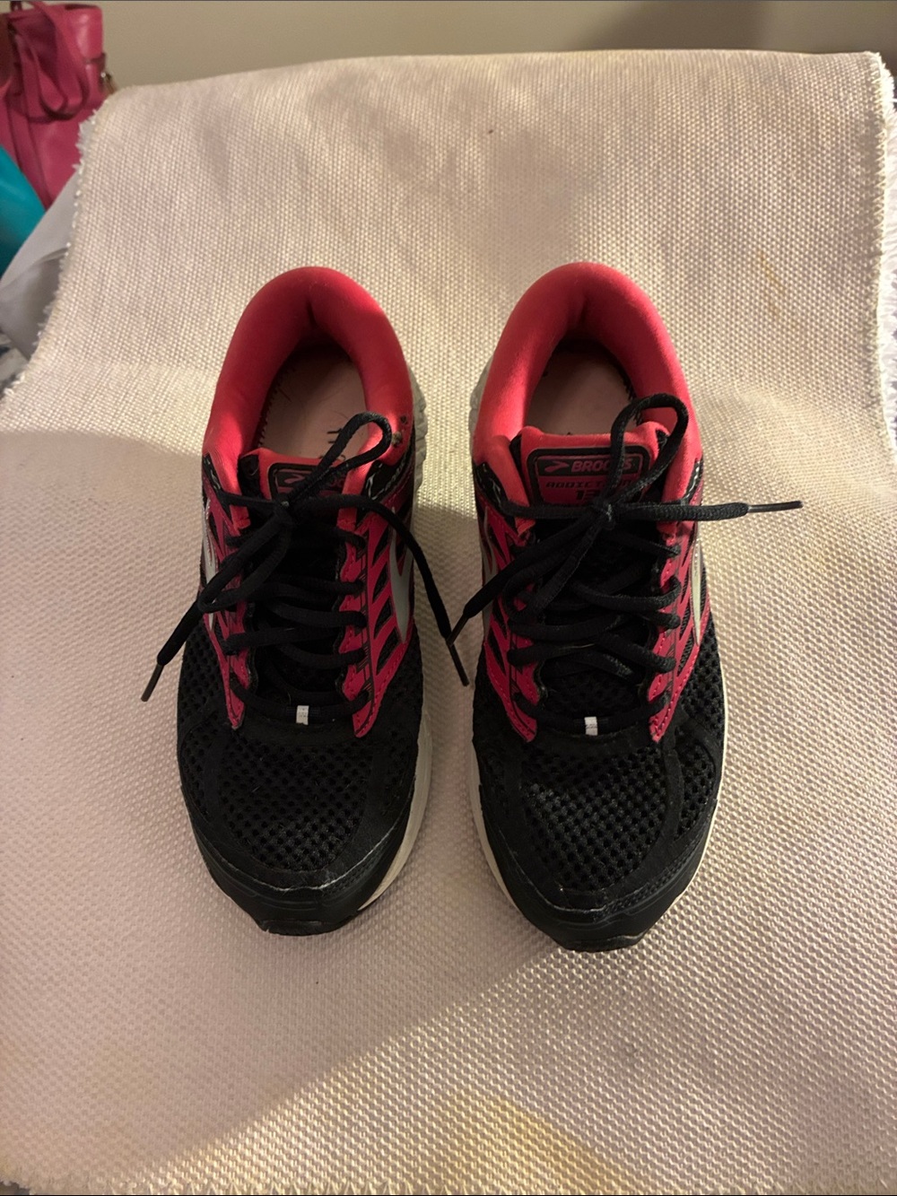 Brooks Women's Running Sneakers - Black and Pink Accent. No insoles